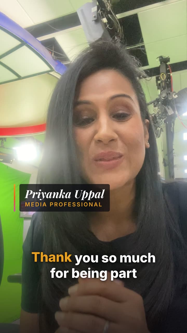 Priyanka Uppal recording her testimonial in a TV studio